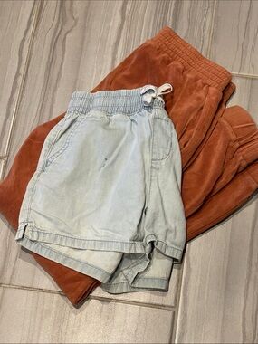 Cat & Jack Light Blue Elastic Waist Shorts and rust sweatpants bundle